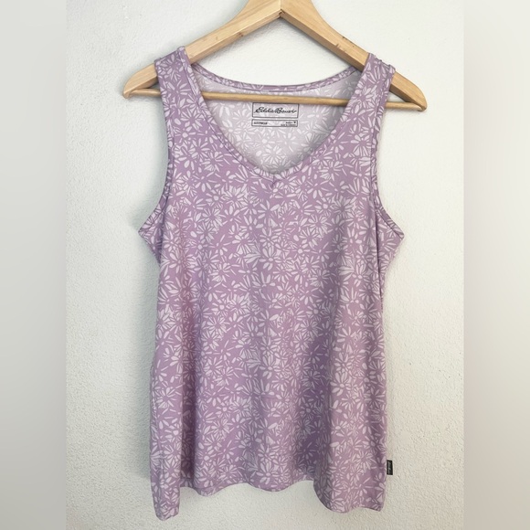 Eddie Bauer Women’s M Light Purple Floral Sleeveless Sleepwear Knit Pajama Top - Picture 1 of 2